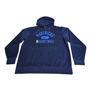 Nike Dallas Mavericks Hoodie Mens Large Blue Dri-Fit Pullover Basketball‎ NBA